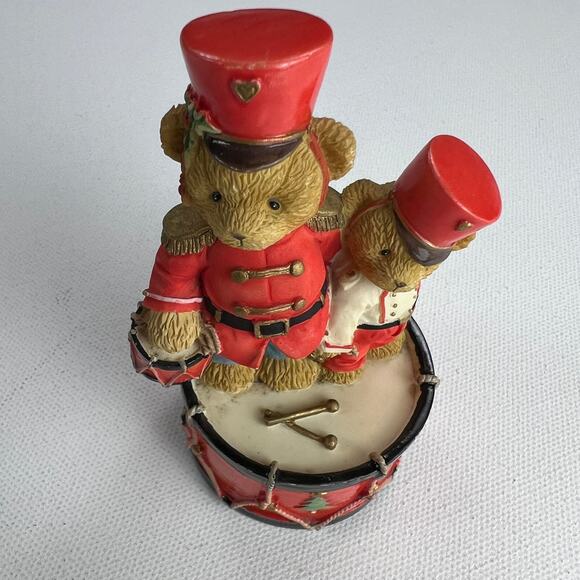Cherished Teddies Marchin' to the Beat of Holiday Fun Red Bear Drum Figurine - Picture 8 of 10